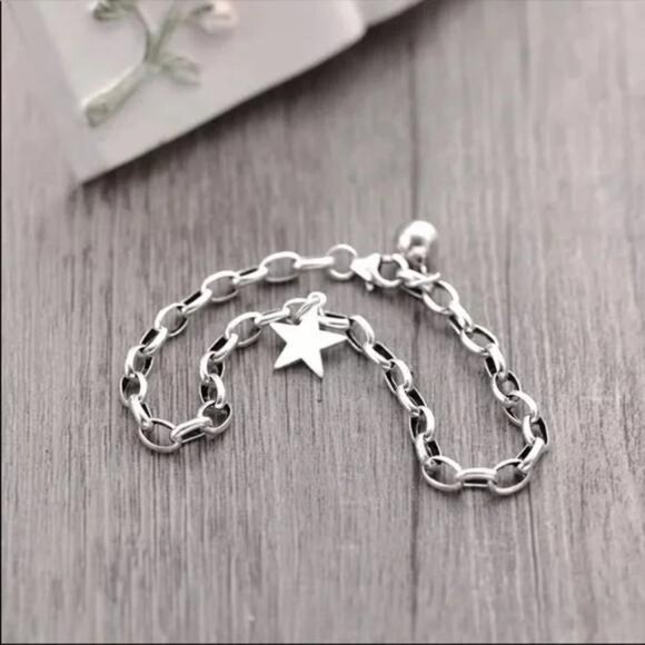 NEW 925 STERLING SILVER STAR BRACELET, NICE BRACELET, CUTE BRACELET - Picture 3 of 8